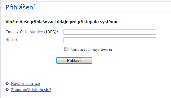 Přihlášení uživatele