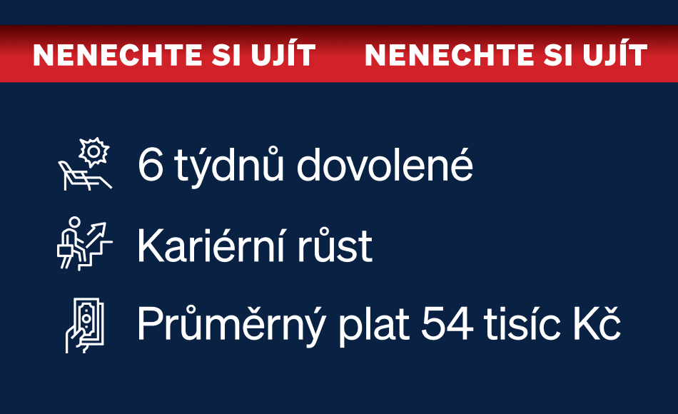 6 týdnů dovolené / Kariérní růst / Průměrný plat 54 tisíc Kč