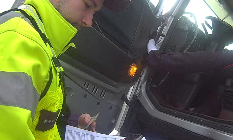 Celník kontroluje doklady