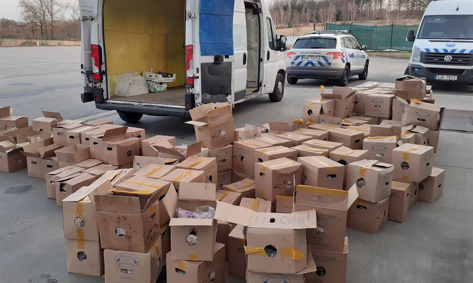 krabice s masem u dodávky